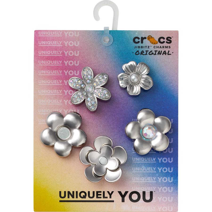 Crocs | Monochrome Slvr Flwrs 5 Pack Jibbitz™ charms Sale
