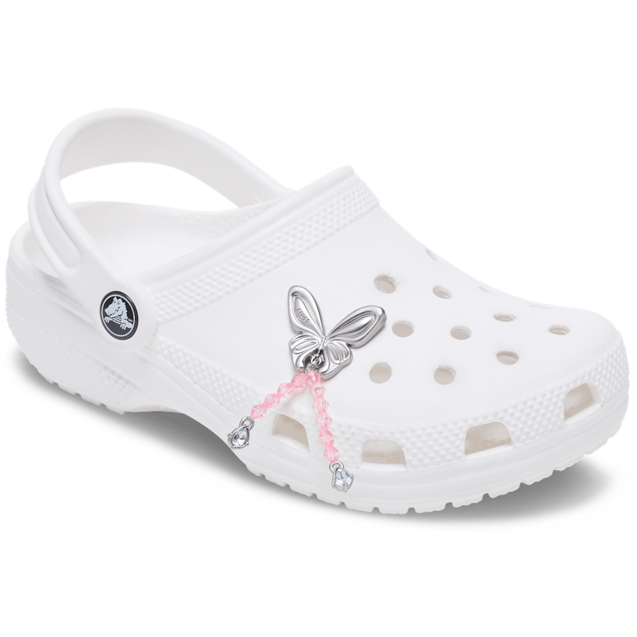 Crocs Silver Beaded Meta Butterfly Jibbitz™ charms On Sale