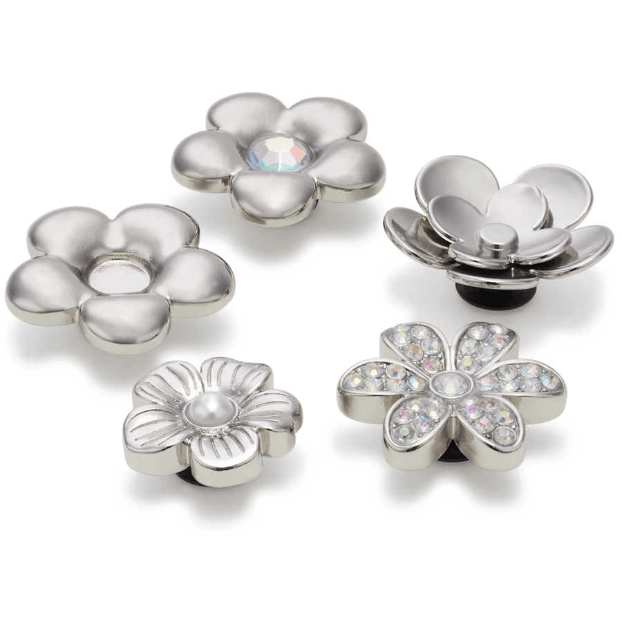 Crocs | Monochrome Slvr Flwrs 5 Pack Jibbitz™ charms Sale