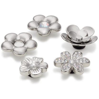 Crocs | Monochrome Slvr Flwrs 5 Pack Jibbitz™ charms Sale