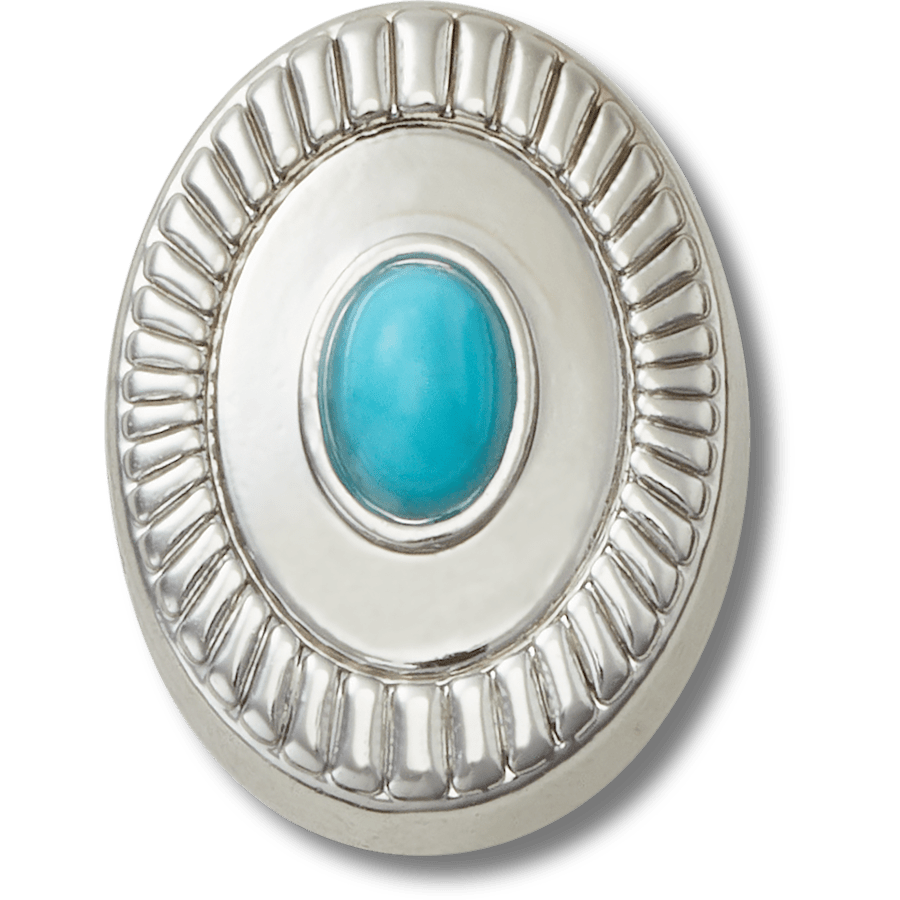 Crocs Silver Turquoise Emblem Jibbitz™ charms On Sale