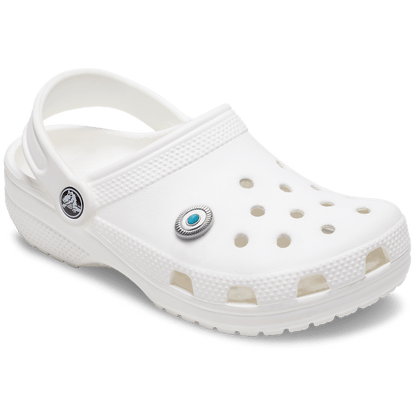 Crocs Silver Turquoise Emblem Jibbitz™ charms On Sale
