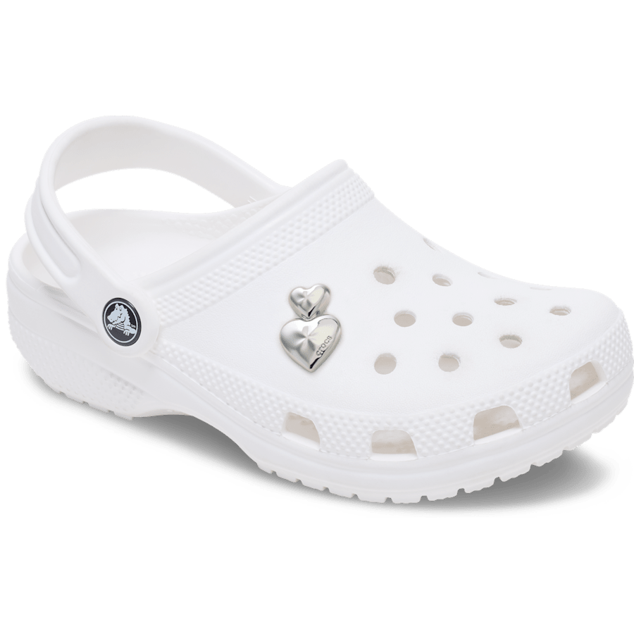 Crocs Silver Double Heart Jibbitz™ charms Discount