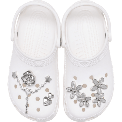 Crocs Silver Meta Floral 5 Pack Jibbitz™ charms Sale