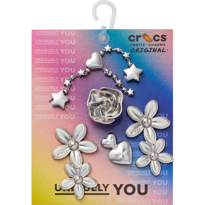 Crocs Silver Meta Floral 5 Pack Jibbitz™ charms Sale