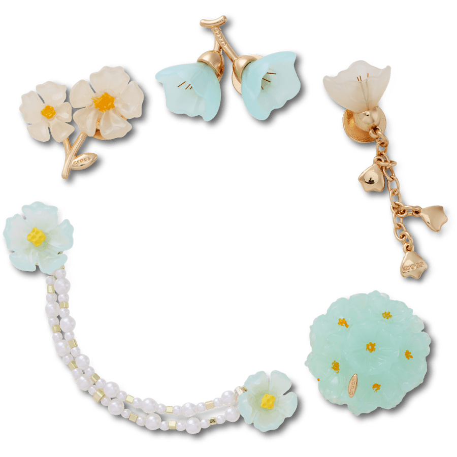 Crocs Blue Dainty Floral 5 Pack Jibbitz™ charms Sale
