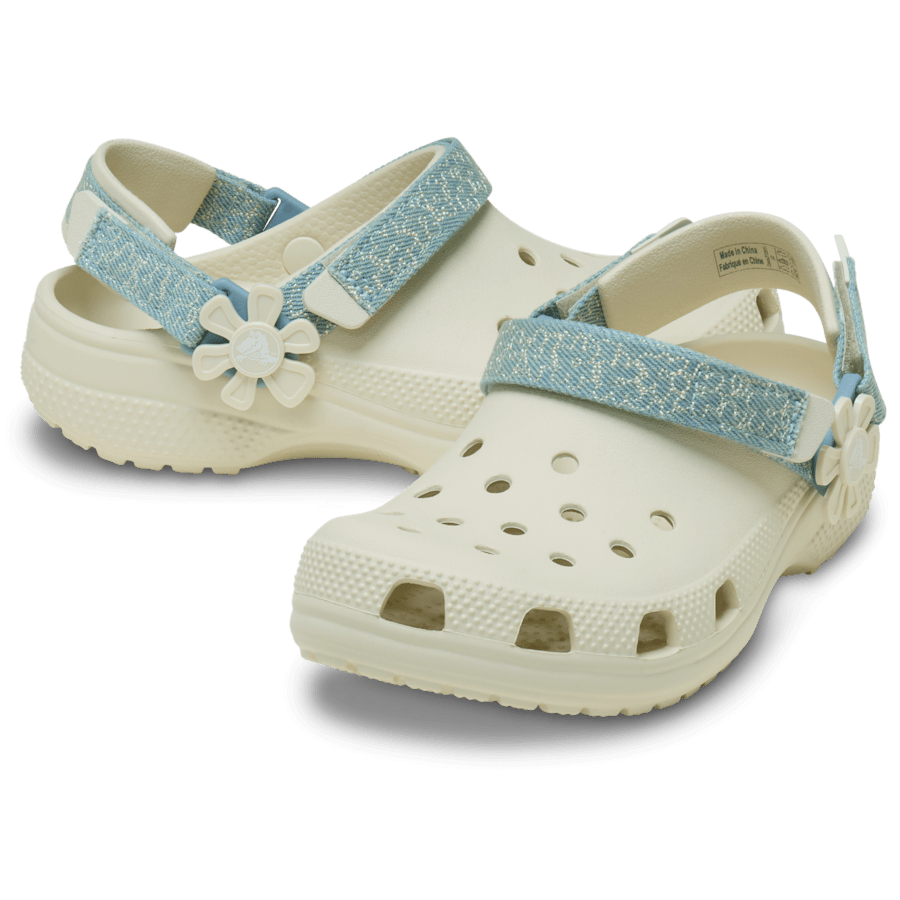 Crocs Kids’ Classic Denim Flower Adjustable Backstrap Clog Outlet