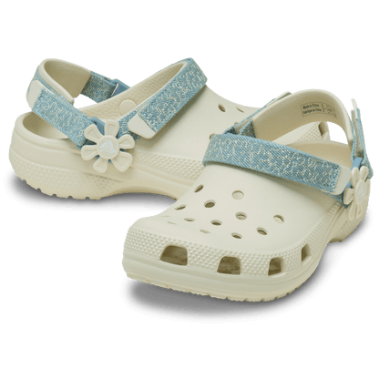 Crocs Kids’ Classic Denim Flower Adjustable Backstrap Clog Outlet